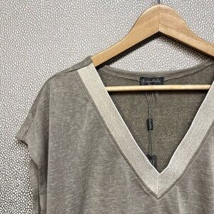 L Essentials Milano Woven V-Neck Sleeveless Top NWT